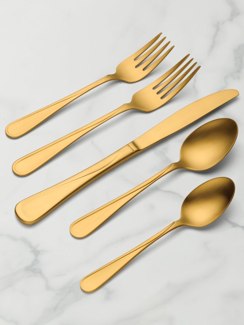 Flight Gold Satin 20 Piece Flatware Set
